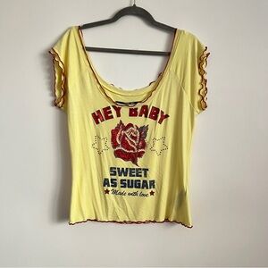 Urban Outfitters Silence + Noise Hey Baby Sweet As Sugar Yellow Graphic Tee XXXL